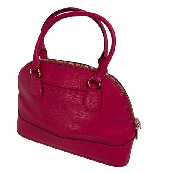 Coach Pink Crossgrain Leather Dome Satchel Double Zip Purse - Picture 2 of 11